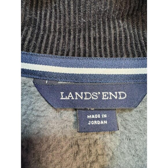 Lands End Mens Full-Zip Textured Fleece Jacket Size Large Gray - Picture 3 of 13
